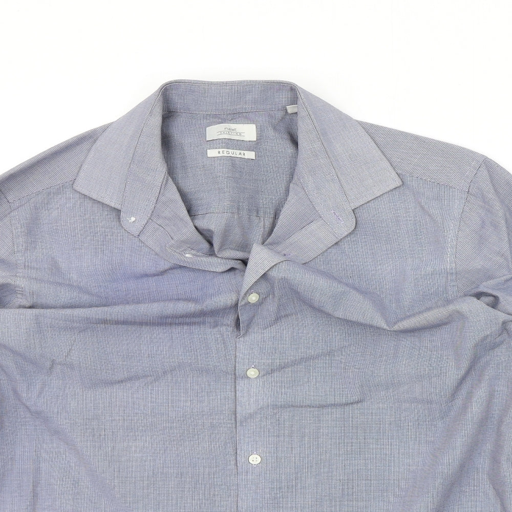 Mens UK Size 15.5 NEXT Grey  Button-Up Long Sleeve Casual Shirt