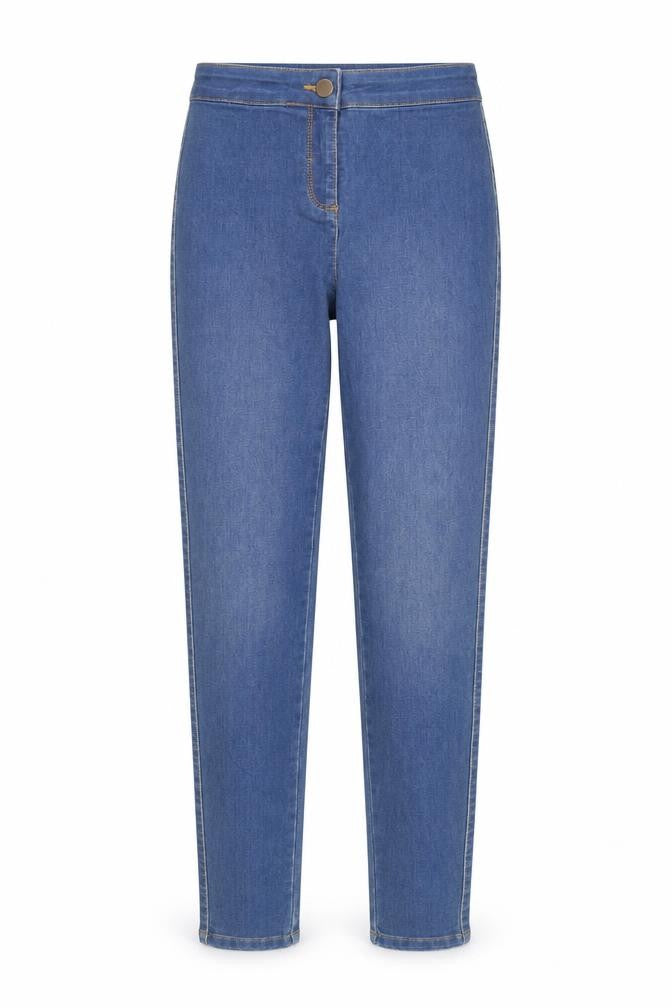Front view of Papaya women’s blue straight jeans, size UK 8, 29-inch leg