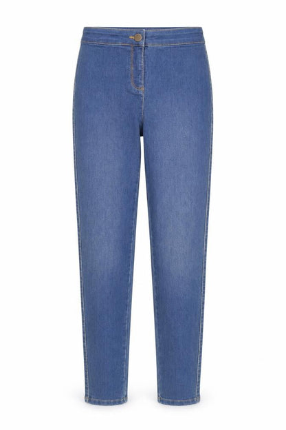 Front view of Papaya women’s blue straight jeans, size UK 8, 29-inch leg