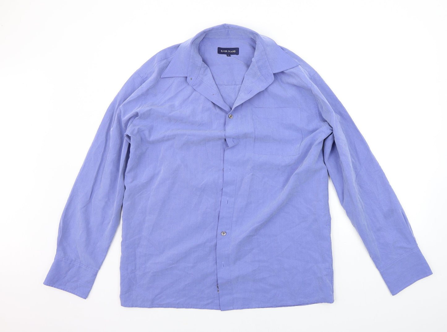 River Island Mens Blue    Button-Up Size L