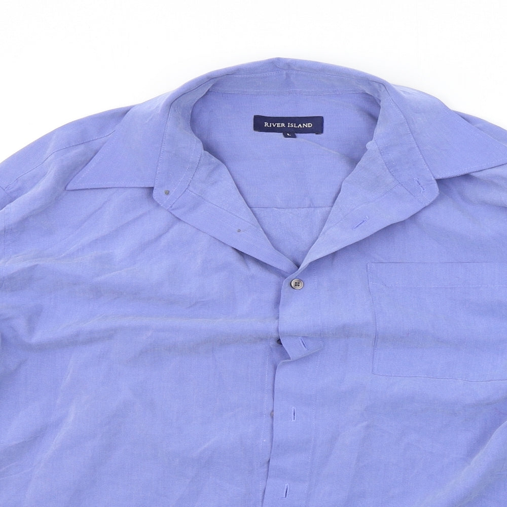 River Island Mens Blue    Button-Up Size L