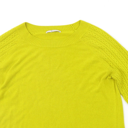 TU Womens Yellow Houndstooth  Pullover Jumper Size 14