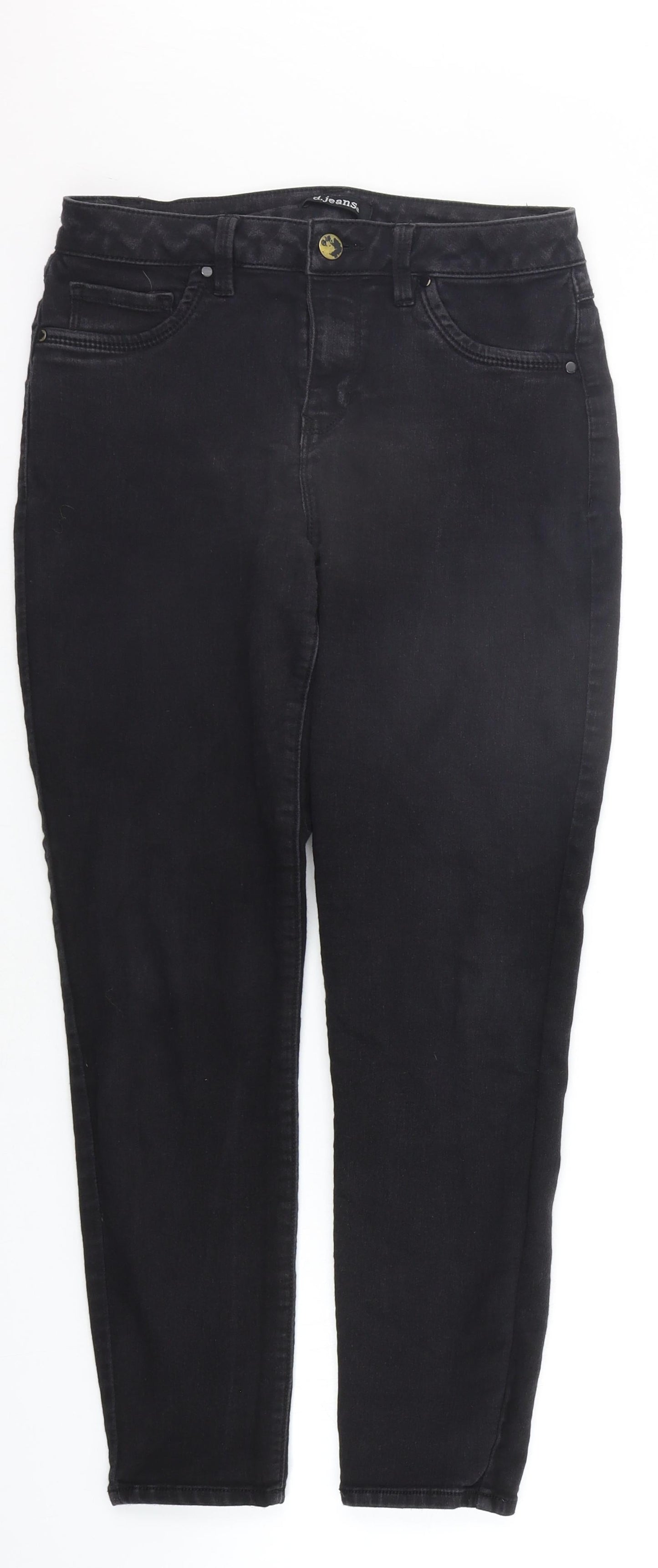 Womens UK Size 8 D. Jeans Regular Fit Straight Black Jeans