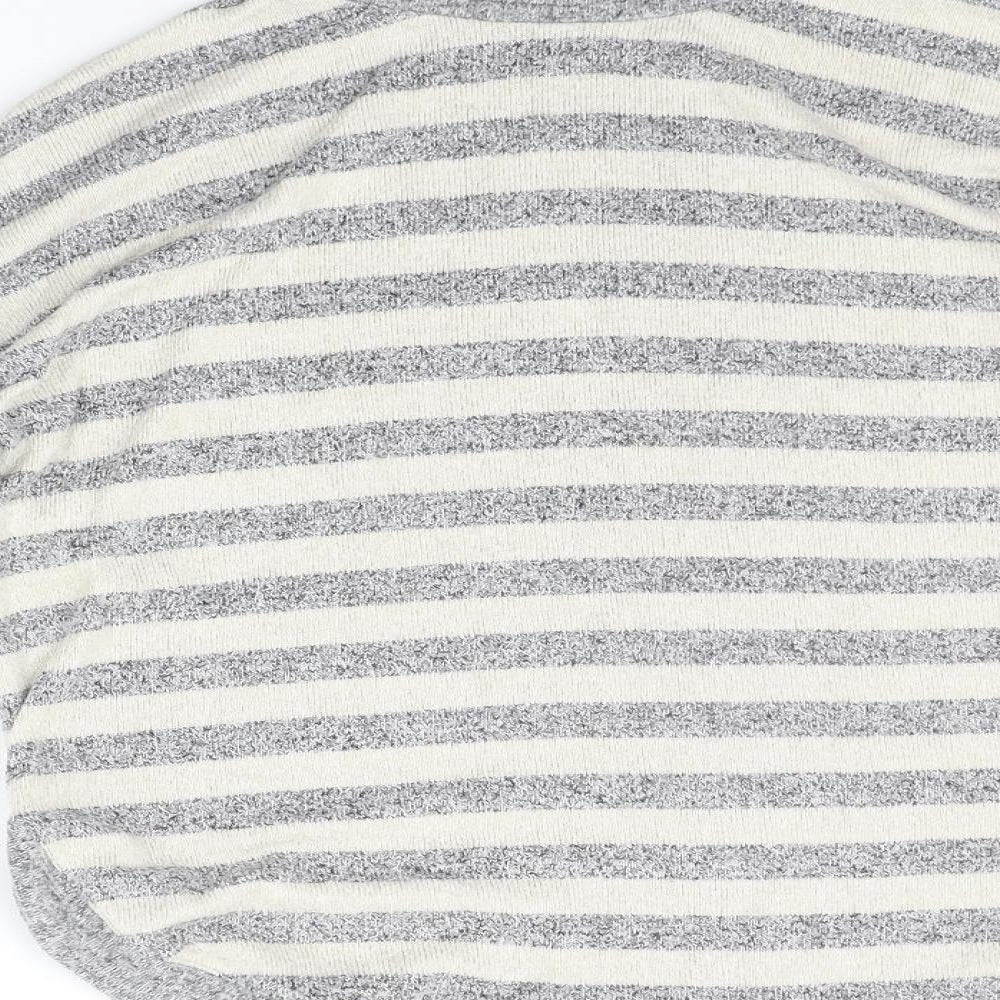 Brand and care label for JETON women’s beige striped jumper, size S