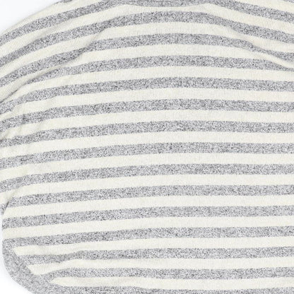 Brand and care label for JETON women’s beige striped jumper, size S