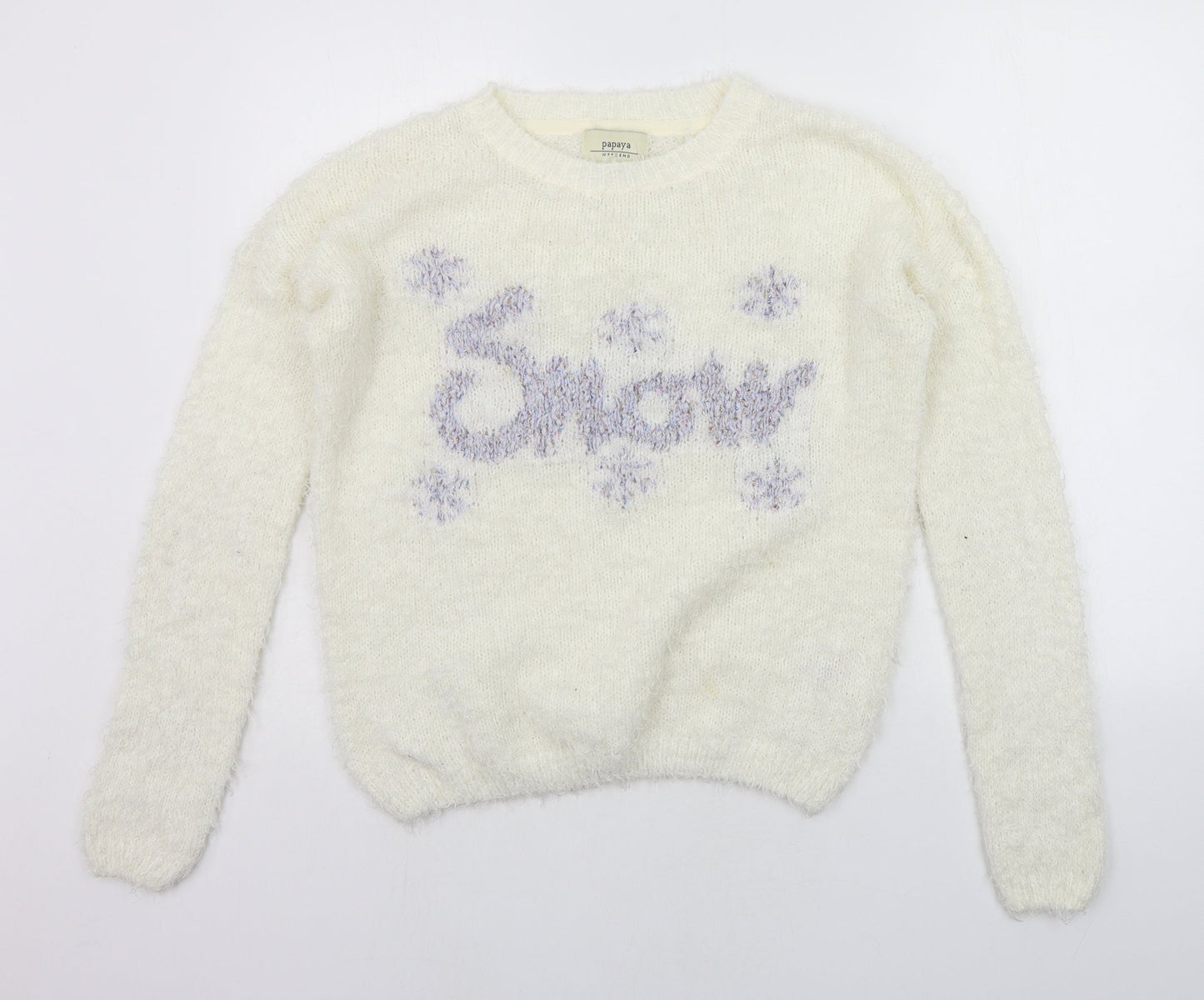 Womens UK Size M Papaya White Pullover Jumper