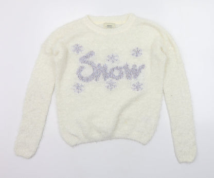 Womens UK Size M Papaya White Pullover Jumper