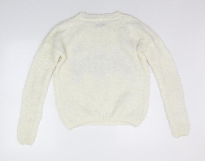 Womens UK Size M Papaya White Pullover Jumper