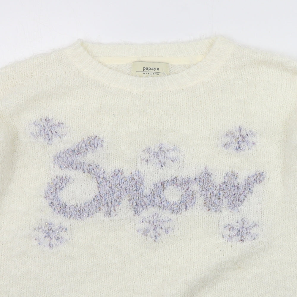 Womens UK Size M Papaya White Pullover Jumper