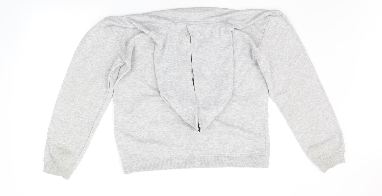 Primark Girls Grey Houndstooth  Henley Hoodie Size 14-15 Years  - UNICORN
