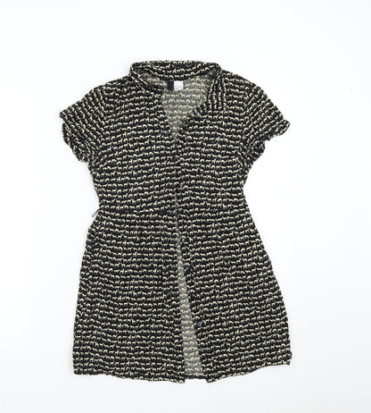 Womens UK Size 8 H&M Black Tunic Button-Up