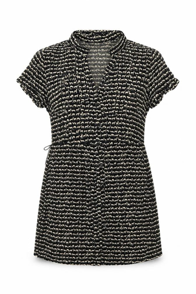 Womens UK Size 8 H&M Black Tunic Button-Up