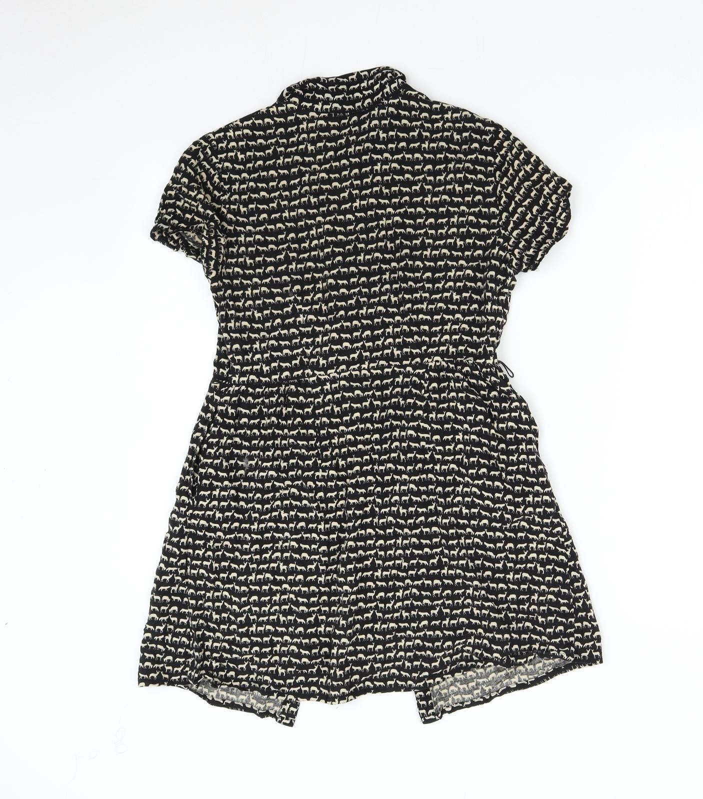 Womens UK Size 8 H&M Black Tunic Button-Up