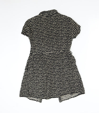 Womens UK Size 8 H&M Black Tunic Button-Up