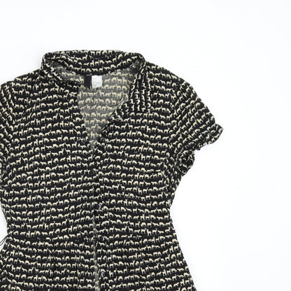 Womens UK Size 8 H&M Black Tunic Button-Up