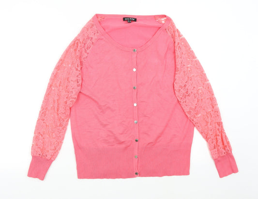 Womens UK Size M Marble Pink Cardigan Jumper