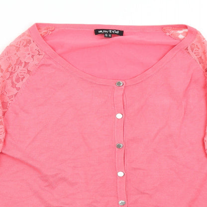 Womens UK Size M Marble Pink Cardigan Jumper