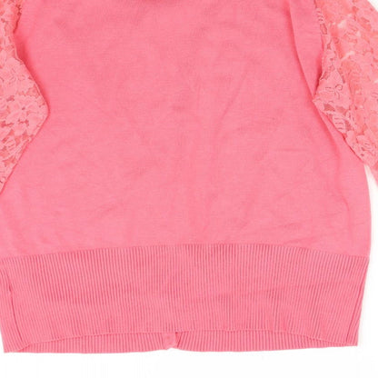 Womens UK Size M Marble Pink Cardigan Jumper