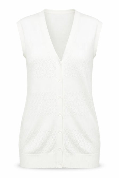 Front view of Topshop women’s ivory knit cardigan jumper, size UK 10