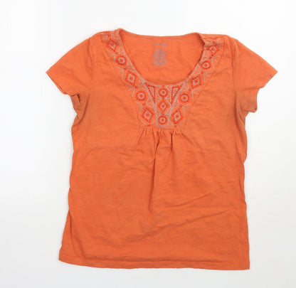 Additional front view of St johns bay women’s pink geometric basic t-shirt, size S