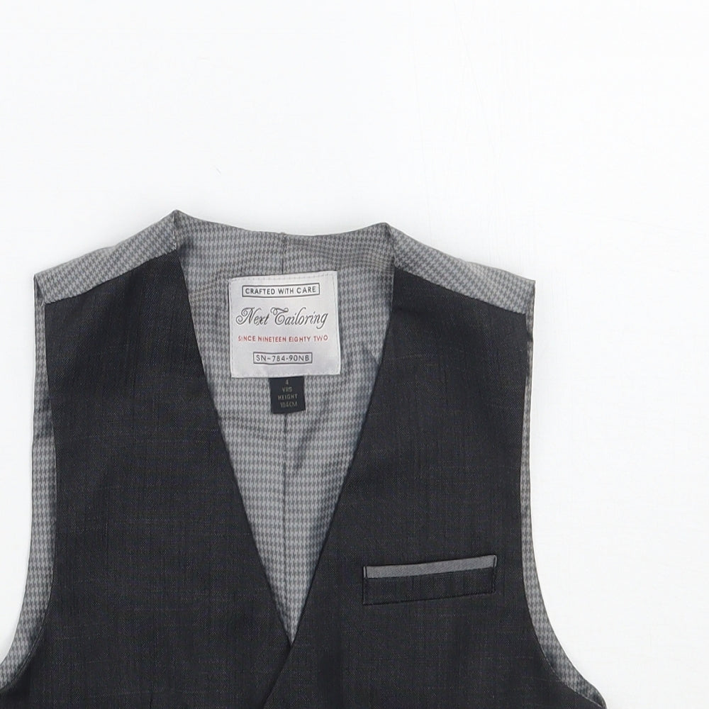 Close-up detail of Next boys’ grey jacket waistcoat, size 4, years
