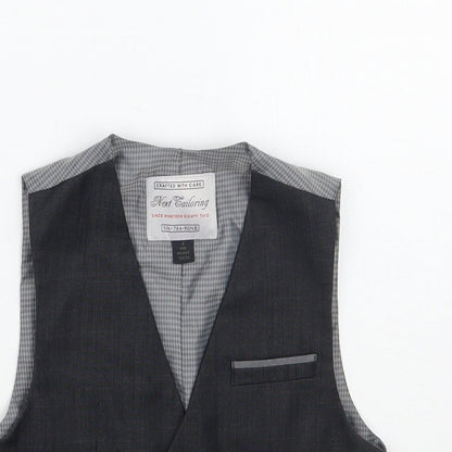 Close-up detail of Next boys’ grey jacket waistcoat, size 4, years