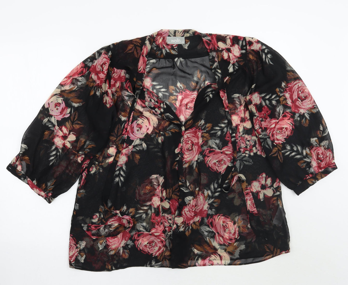 Womens UK Size S Wallis Black Basic Button-Up