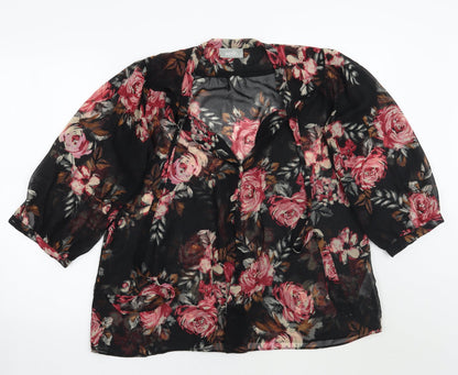 Womens UK Size S Wallis Black Basic Button-Up