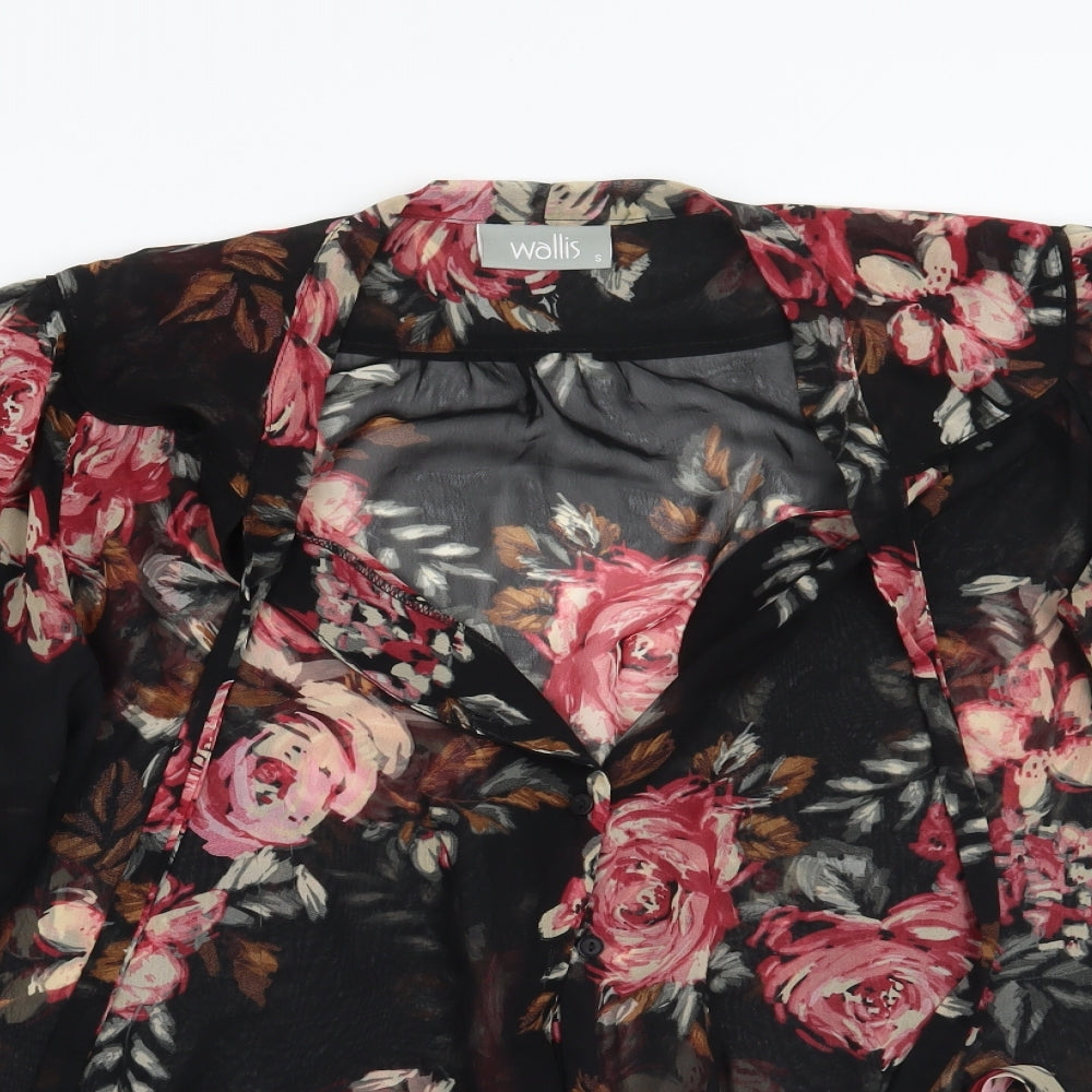 Womens UK Size S Wallis Black Basic Button-Up