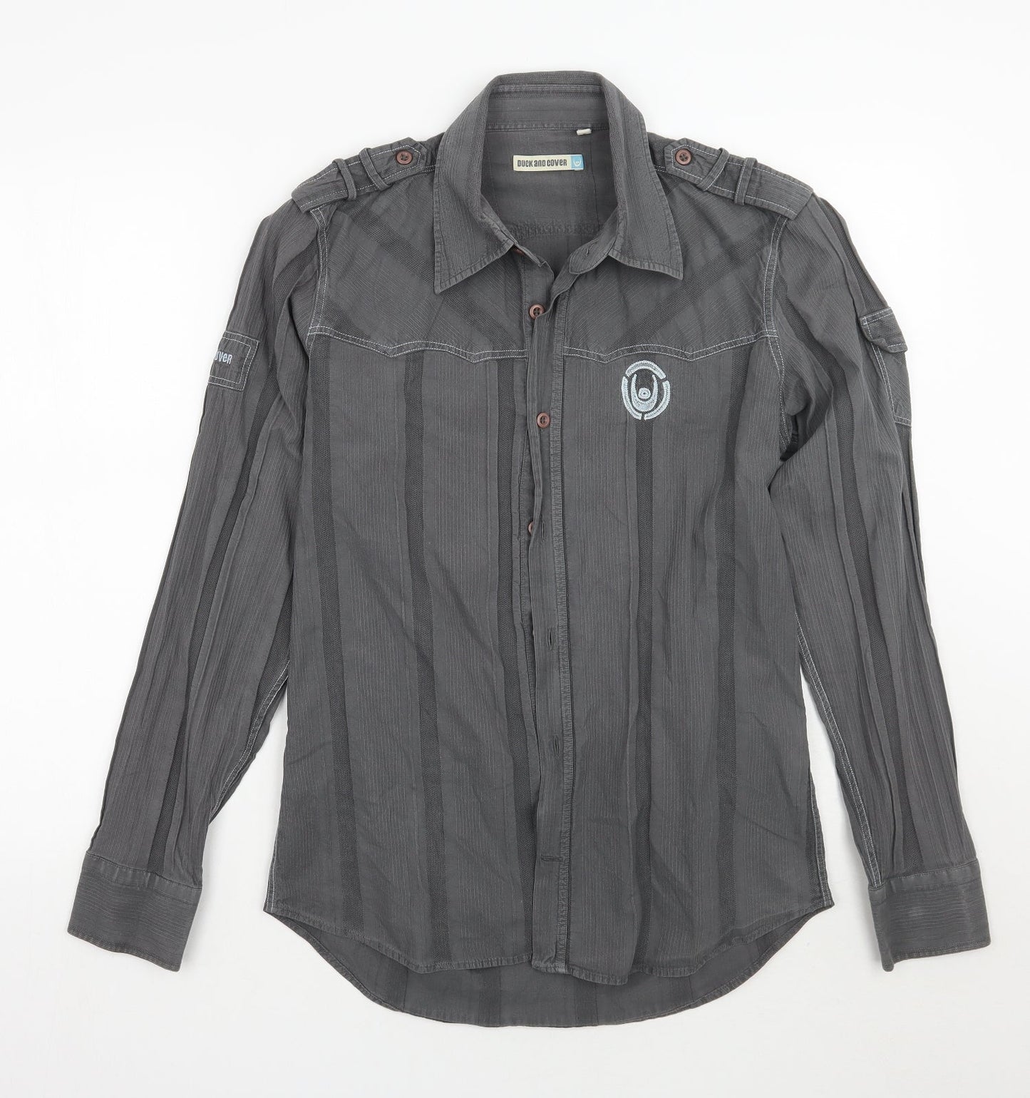 Mens UK Size M Duck & Cover Grey  Button-Up Long Sleeve Casual Shirt