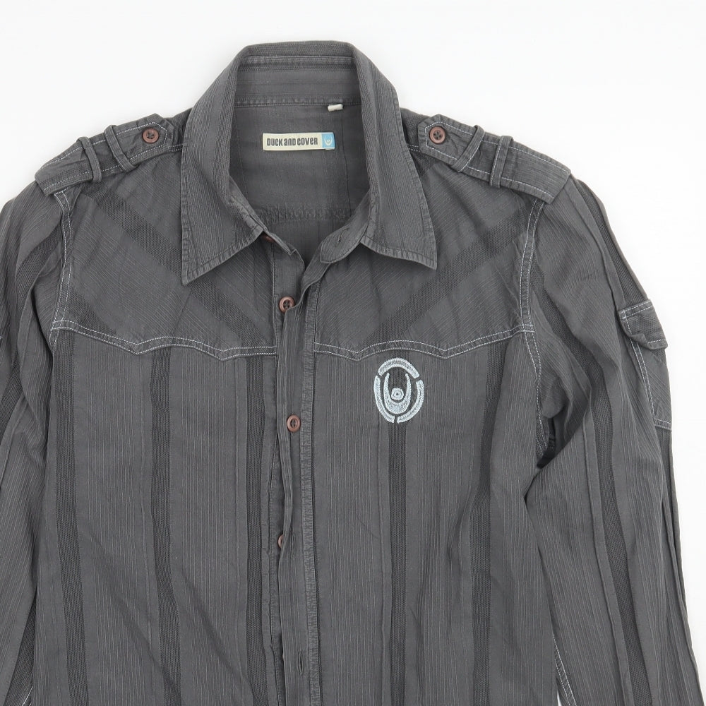 Mens UK Size M Duck & Cover Grey  Button-Up Long Sleeve Casual Shirt