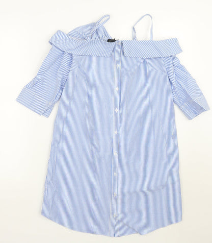 Primark Womens Blue Striped  Basic Button-Up Size 10