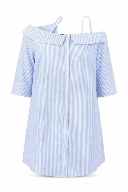 Womens UK Size 10 Primark Blue Basic Button-Up