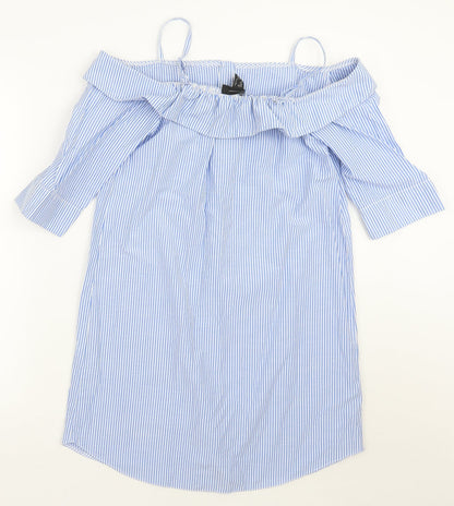 Primark Womens Blue Striped  Basic Button-Up Size 10