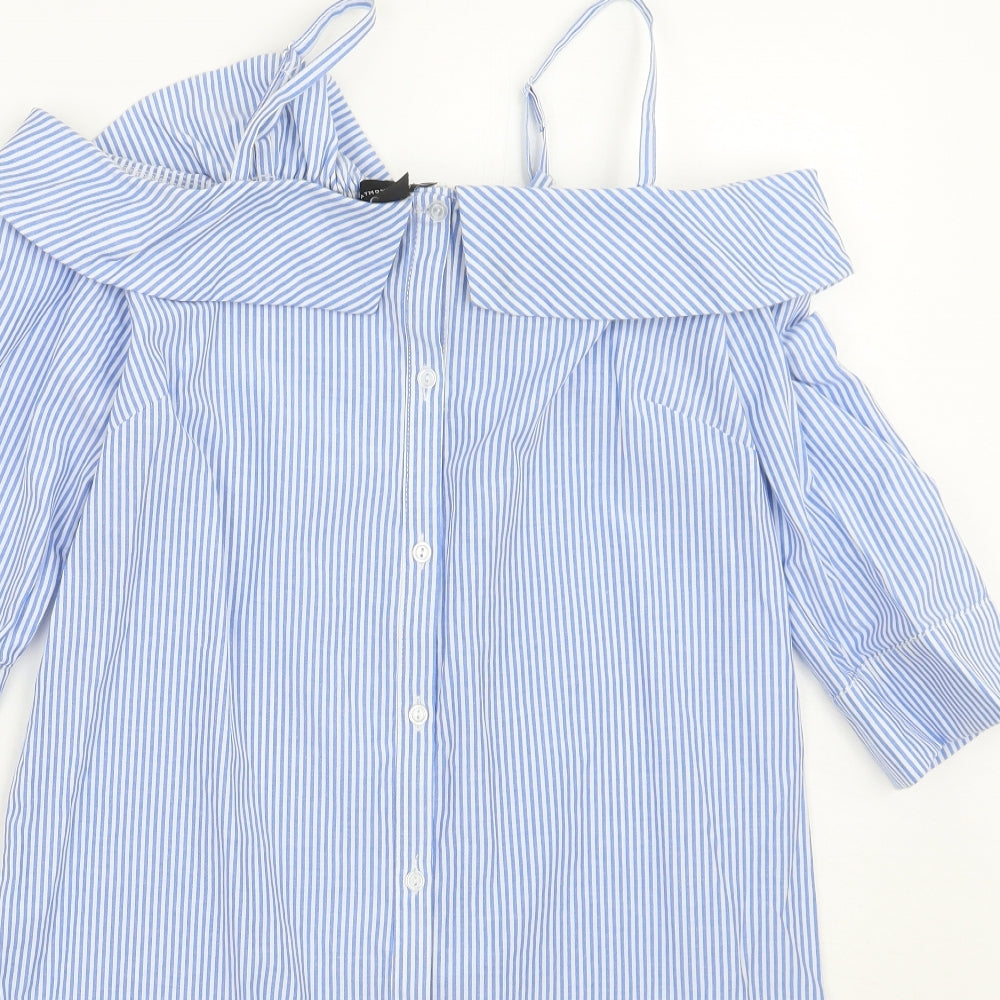 Primark Womens Blue Striped  Basic Button-Up Size 10