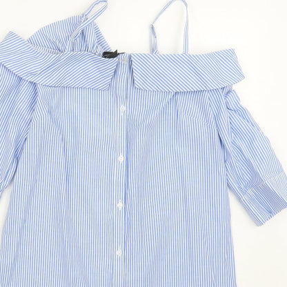 Primark Womens Blue Striped  Basic Button-Up Size 10