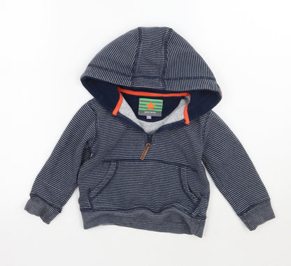 John Lewis Boys Blue Striped  Pullover Hoodie Size 2 Years
