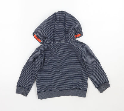 John Lewis Boys Blue Striped  Pullover Hoodie Size 2 Years