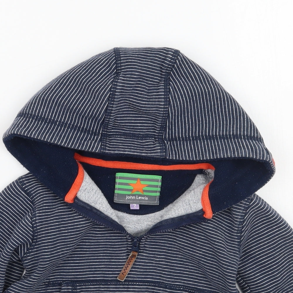 John Lewis Boys Blue Striped  Pullover Hoodie Size 2 Years