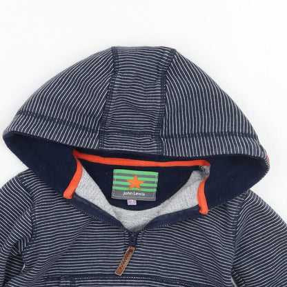 John Lewis Boys Blue Striped  Pullover Hoodie Size 2 Years
