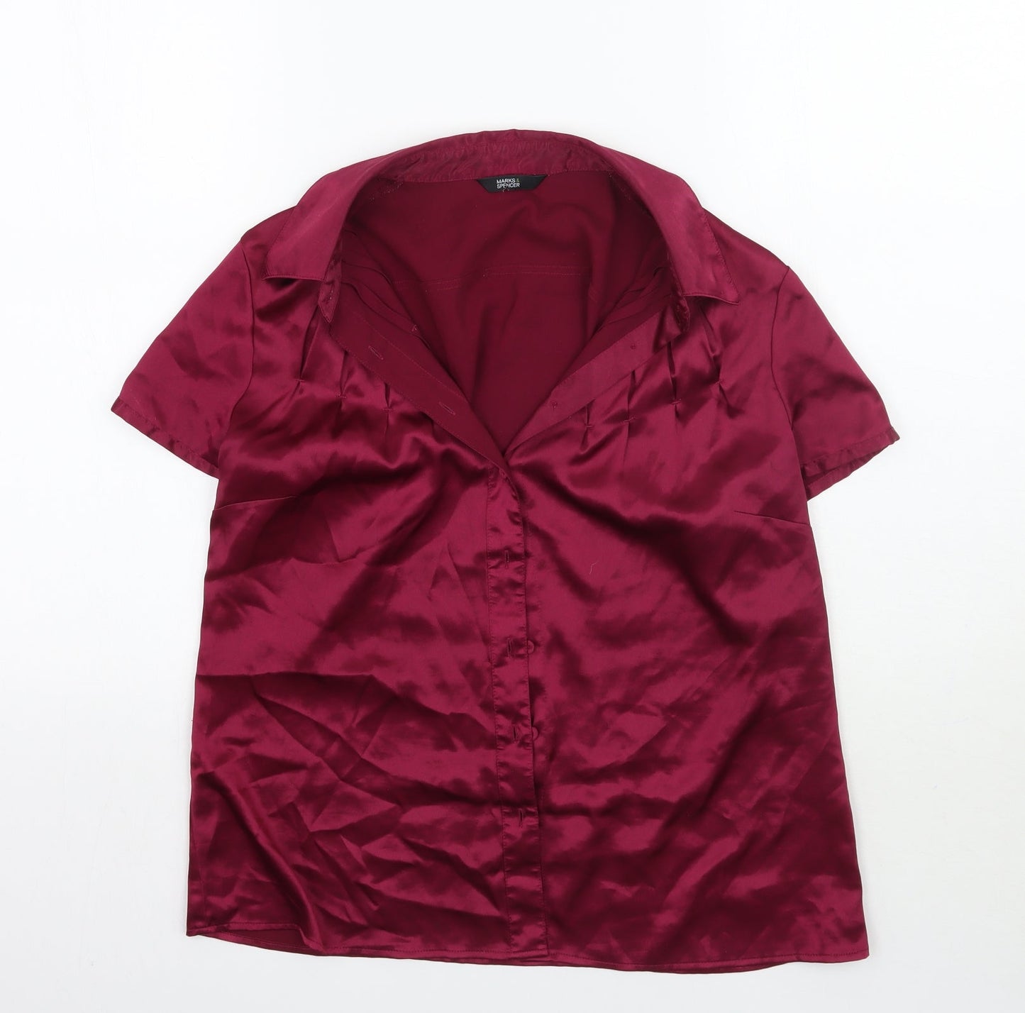 Womens UK Size 12 Marks and Spencer Pink Basic Button-Up