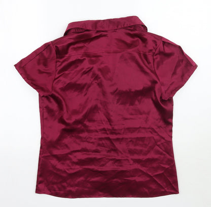 Womens UK Size 12 Marks and Spencer Pink Basic Button-Up