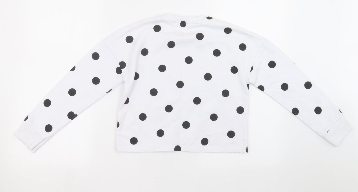 Primark Girls White Polka Dot  Pullover Sweatshirt Size 10 Years