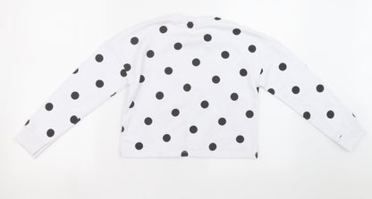 Primark Girls White Polka Dot  Pullover Sweatshirt Size 10 Years