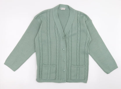 Etiquette Womens Green  Knit Cardigan Jumper Size M