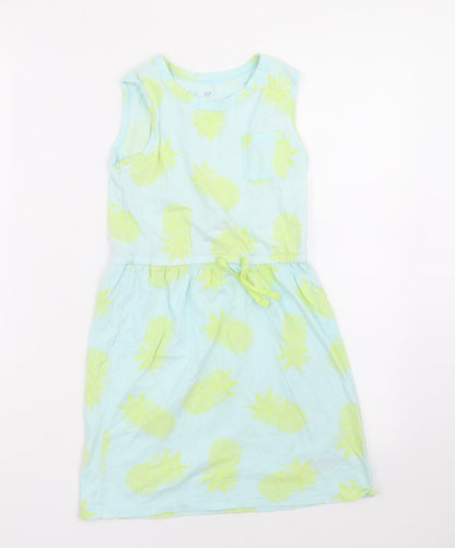 Additional front view of Gap girls’ blue polka dot a-line, size M