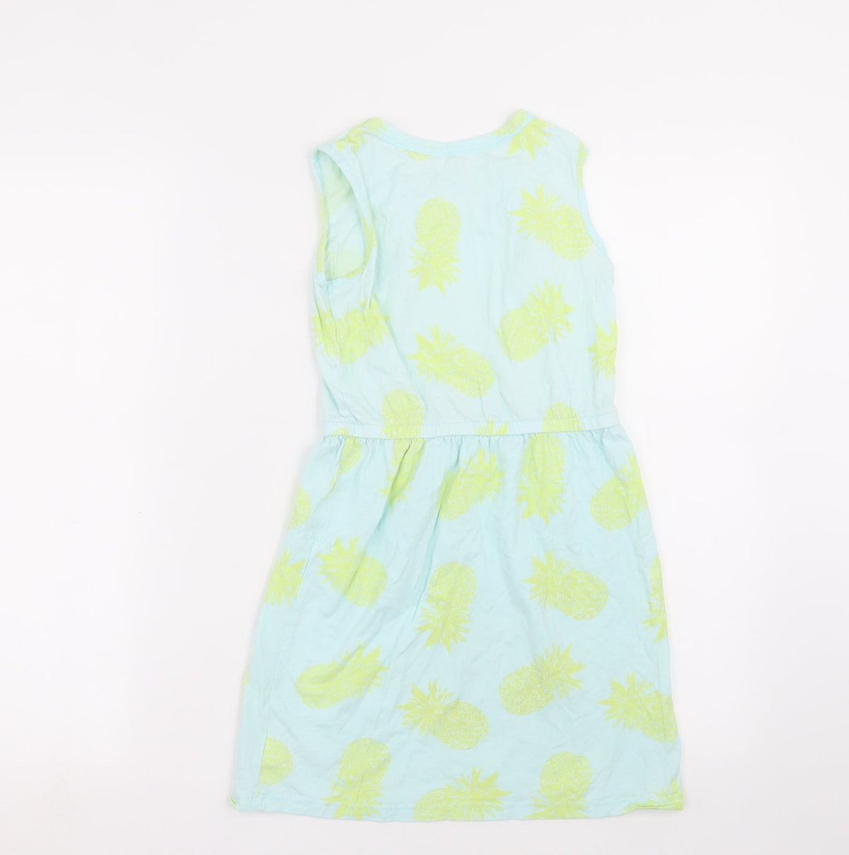 Back view of Gap girls’ blue polka dot a-line, size M