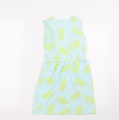 Back view of Gap girls’ blue polka dot a-line, size M