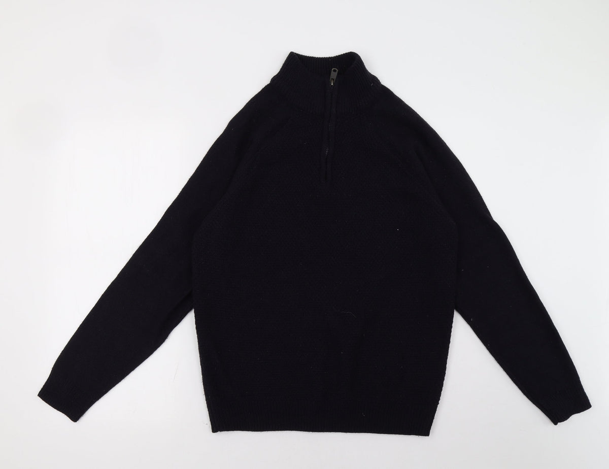 Additional front view of TU men’s blue pullover sweatshirt, size M