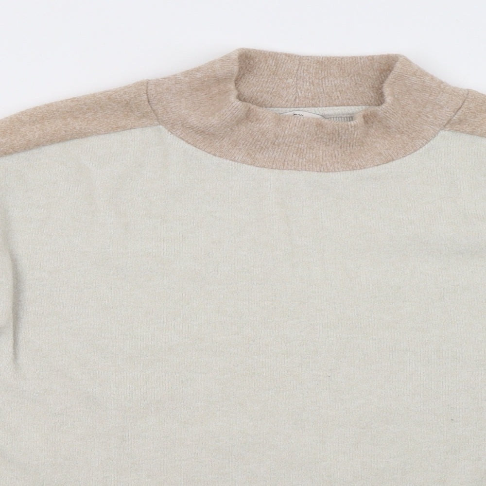 Close-up detail of TU women’s white pullover sweatshirt, size UK 12